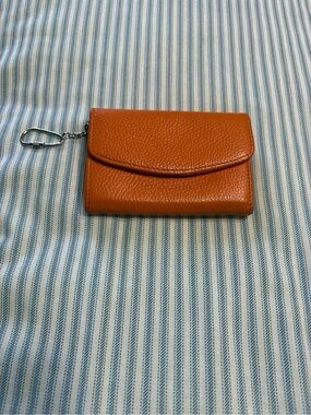 Talbots Orange Pebbled Leather Key Card Wallet